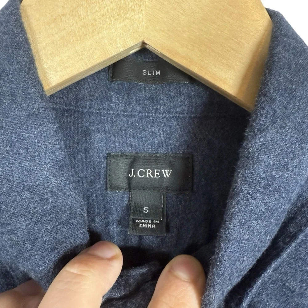 J. Crew Men’s Woven Collared Leather Elbow Patch Button Down Navy/Brown S